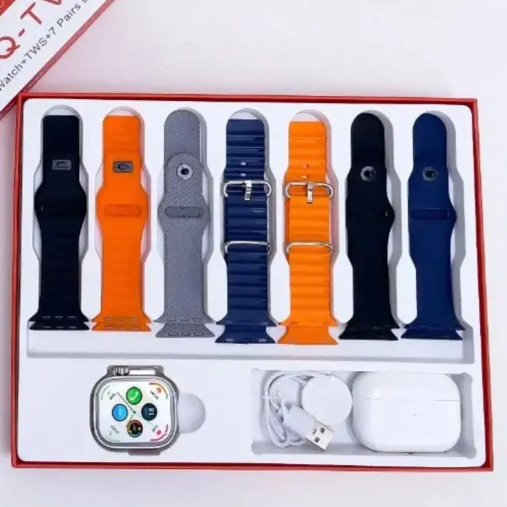 HIE-Q TWSI Smart Watch with earbuds and 7 strap