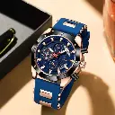 Poedagar 889 Chronograph Men Quartz Watches Waterproof Luminous Silicone Bracelet