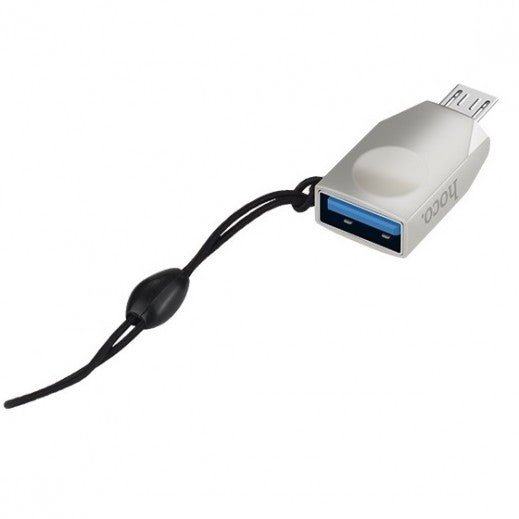 Hoco UA10 Micro-USB to USB-A OTG Adapter – Zinc Alloy with Lanyard