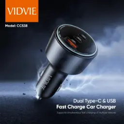 Vidvie شاحن سيارة سريع ثنائي Type-C و USB